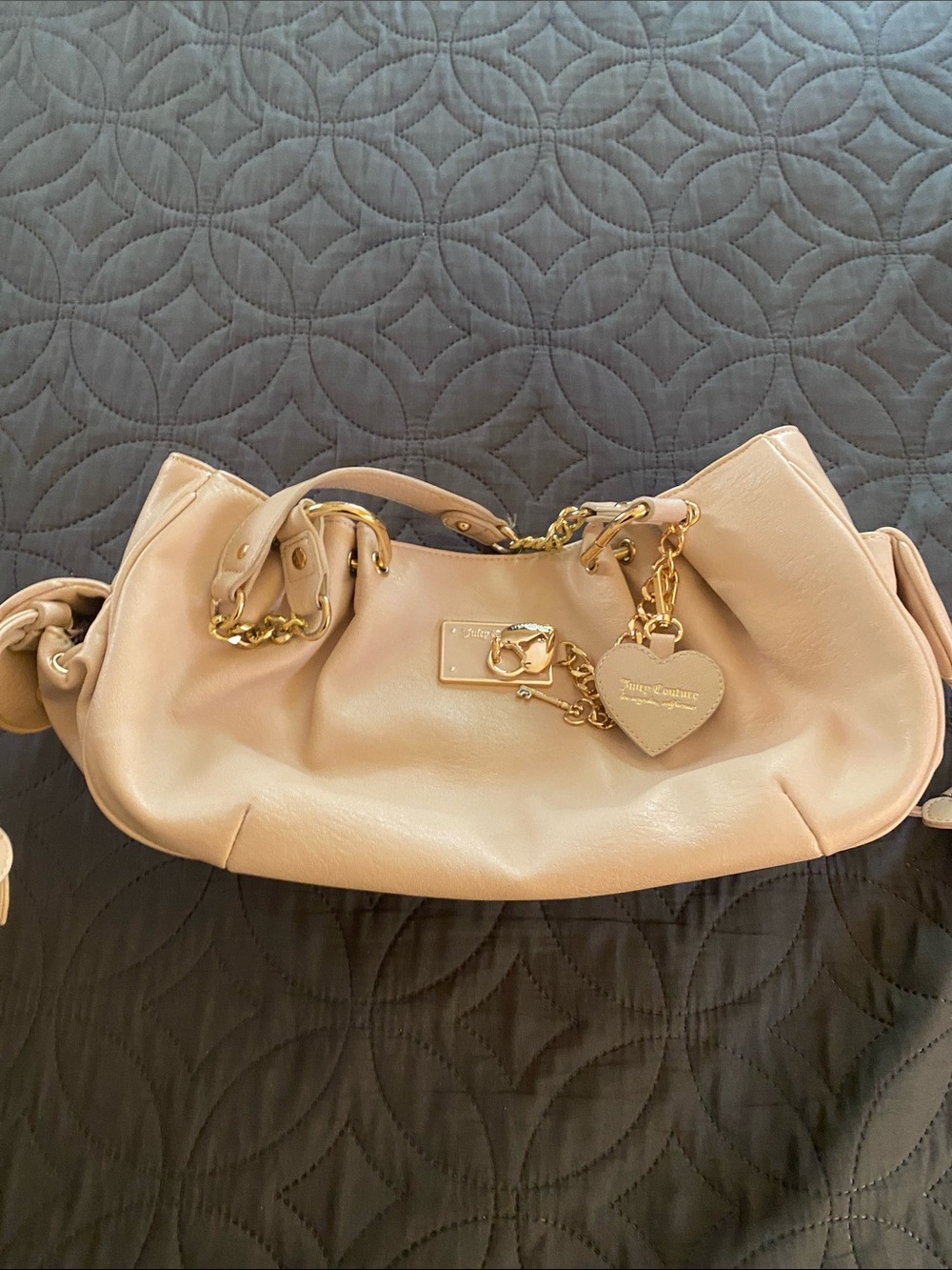 Juicy Couture Blush Pink Leather Shoulder Bag with Heart Charm